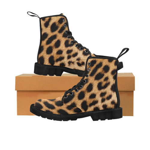 leopard print martin boots Martin Boots for Women (Black) (Model 1203H)