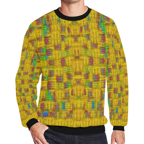 Rainbow stars in the golden skyscape Men's Oversized Fleece Crew Sweatshirt/Large Size(Model H18)