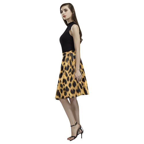 leopard print ladies skirt Melete Pleated Midi Skirt (Model D15)