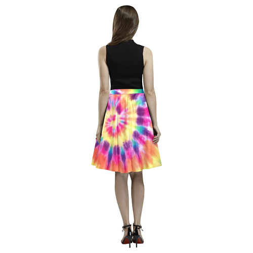 tye dye ladies skirt Melete Pleated Midi Skirt (Model D15)
