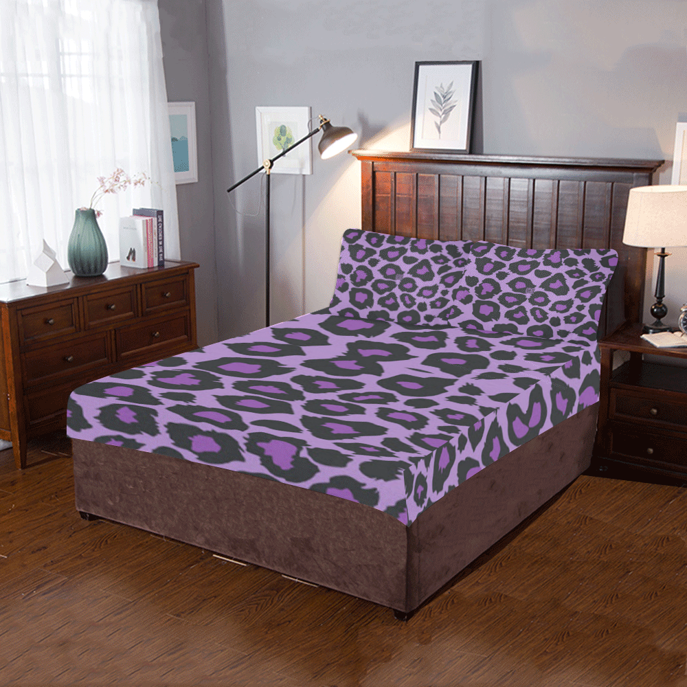 Purple Leopard Print Bed Set 3 Piece Bedding Set Id D2129117