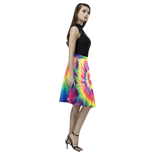 tye dye ladies skirt Melete Pleated Midi Skirt (Model D15)
