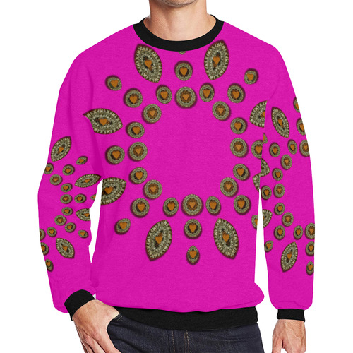 Sweet hearts in  decorative metal tinsel Men's Oversized Fleece Crew Sweatshirt/Large Size(Model H18)