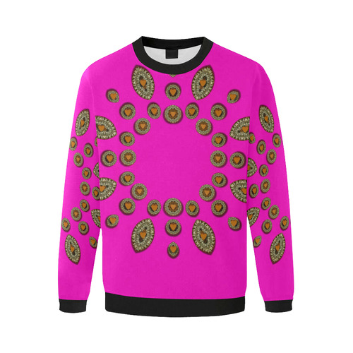 Sweet hearts in  decorative metal tinsel Men's Oversized Fleece Crew Sweatshirt/Large Size(Model H18)