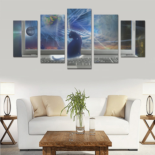 Cyberspace cat Canvas Print Sets D (No Frame)