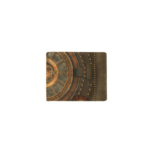 Steampunk, wonderful vintage clocks and gears Mini Bifold Wallet (Model 1674)