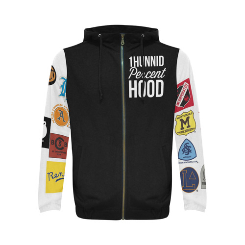 Black Fives Shoot Around Jacket All Over Print Full Zip Hoodie for Men (Model H14)
