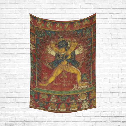 Buddhist Deity Kalachakra Cotton Linen Wall Tapestry 60"x 90"