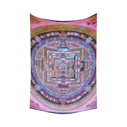 Buddhist Kalachakra Mandala Cotton Linen Wall Tapestry 60"x 90"