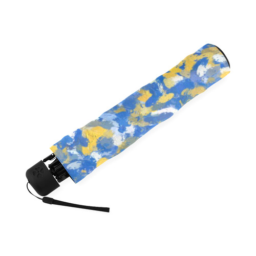Blue, Yellow and White Paint Splashes Foldable Umbrella (Model U01)
