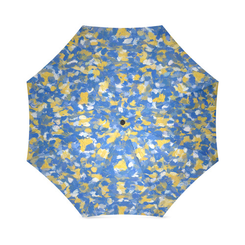 Blue, Yellow and White Paint Splashes Foldable Umbrella (Model U01)