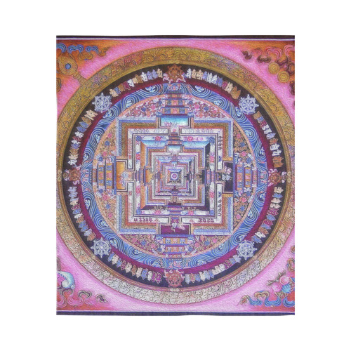 Buddhist Kalachakra Mandala Cotton Linen Wall Tapestry 51"x 60"