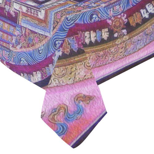Buddhist Kalachakra Mandala Cotton Linen Tablecloth 60"x 84"