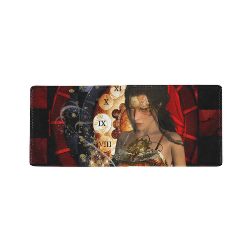 Beautiful steampunk lady Mini Bifold Wallet (Model 1674)