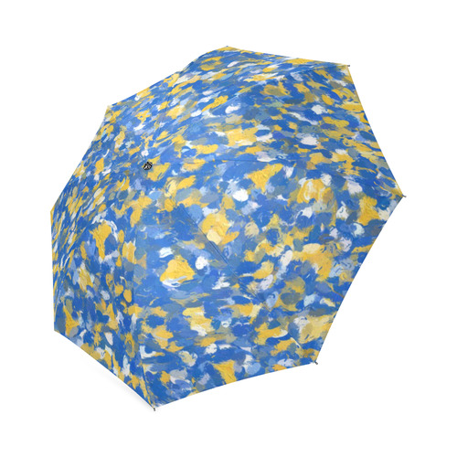 Blue, Yellow and White Paint Splashes Foldable Umbrella (Model U01)