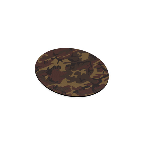 Camo Dark Brown Round Coaster