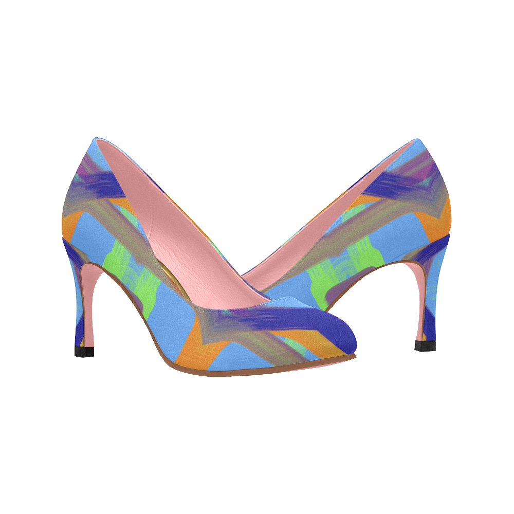 blue and green pumps