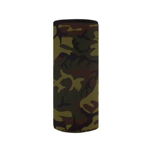 Camo Green Brown Neoprene Water Bottle Pouch/Medium