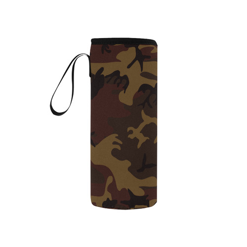 Camo Dark Brown Neoprene Water Bottle Pouch/Small