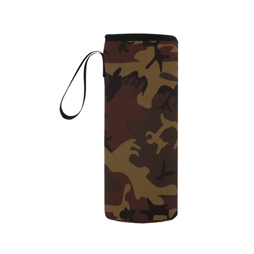 Camo Dark Brown Neoprene Water Bottle Pouch/Medium