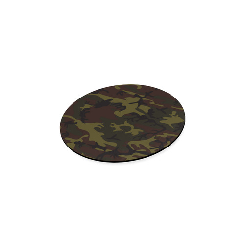 Camo Green Brown Round Coaster