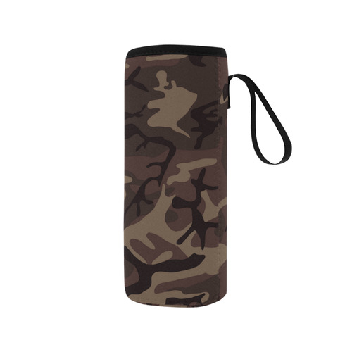 Camo Red Brown Neoprene Water Bottle Pouch/Medium