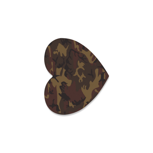 Camo Dark Brown Heart Coaster