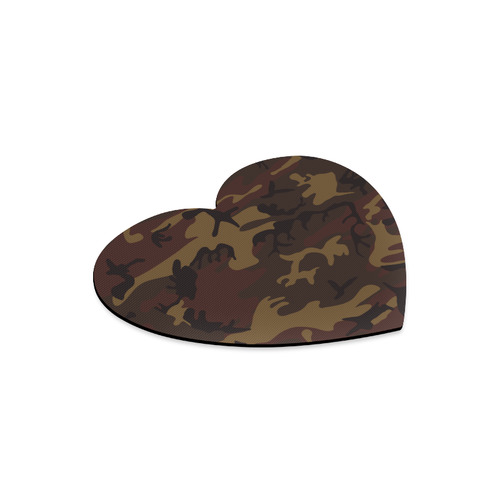 Camo Dark Brown Heart-shaped Mousepad