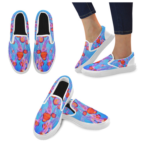 Jelly Fish Slip on Shoes Men's Slip-on Canvas Shoes (Model 019)