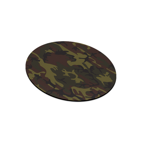 Camo Green Brown Round Mousepad