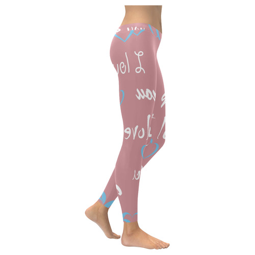 love You Women's Low Rise Leggings (Invisible Stitch) (Model L05)