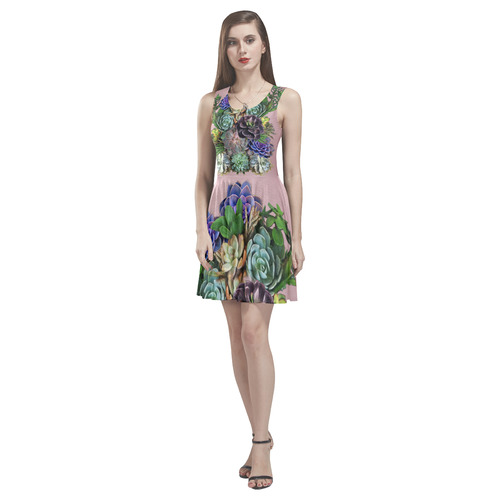 large succulent display Thea Sleeveless Skater Dress(Model D19)