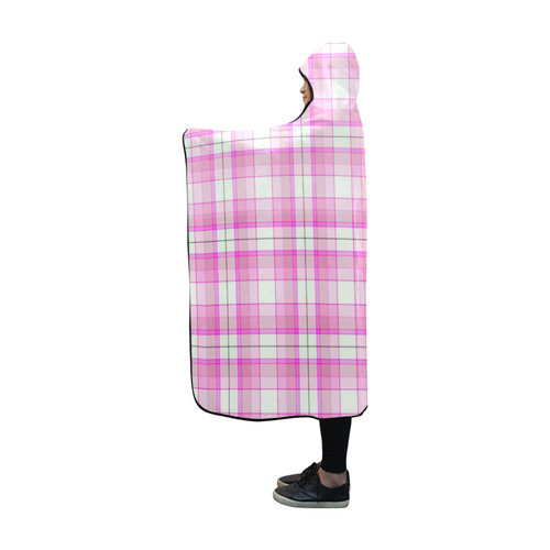 Pink Plaid Hooded Blanket 60''x50''