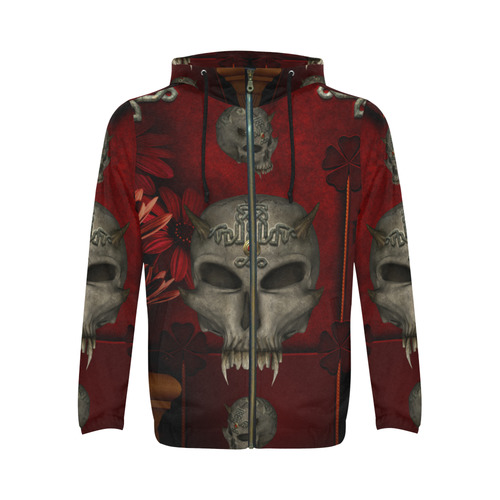 Skull with celtic knot All Over Print Full Zip Hoodie for Men/Large Size (Model H14)