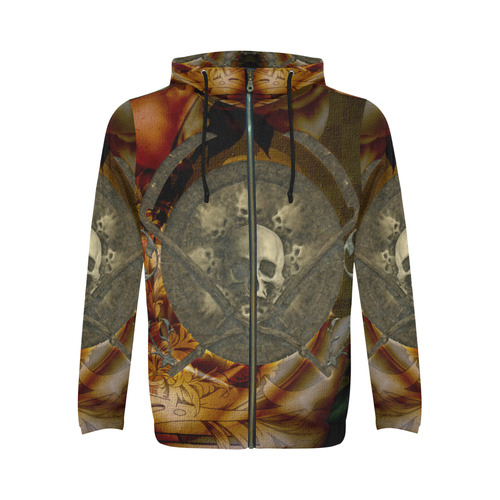 Awesome creepy skulls All Over Print Full Zip Hoodie for Men/Large Size (Model H14)