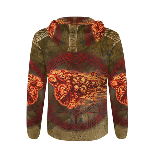 Awesome, creepy flyings skulls All Over Print Full Zip Hoodie for Men/Large Size (Model H14)