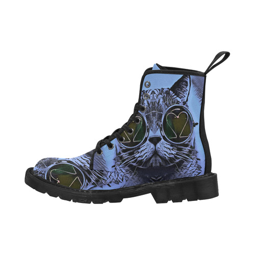 CAT KITTEN BLUE 4 WOMEN Martin Boots for Women (Black) (Model 1203H)