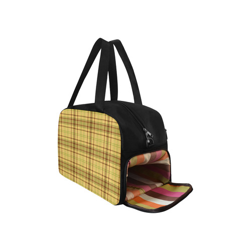 Yellow Brown Plaid Fitness Handbag (Model 1671)