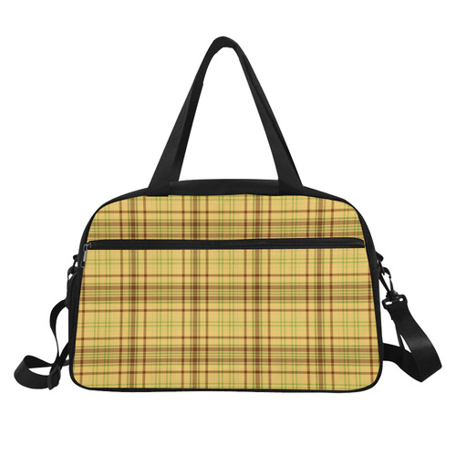 Yellow Brown Plaid Fitness Handbag (Model 1671)