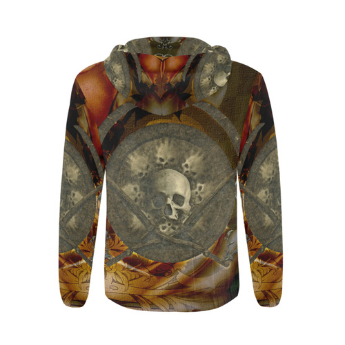 Awesome creepy skulls All Over Print Full Zip Hoodie for Men/Large Size (Model H14)