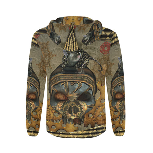 Awesome steampunk skull All Over Print Full Zip Hoodie for Men/Large Size (Model H14)