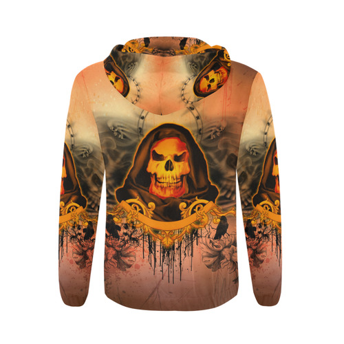 The skulls All Over Print Full Zip Hoodie for Men/Large Size (Model H14)