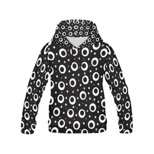 POINTS ON BLACK WOMEN HOODIE All Over Print Hoodie for Women (USA Size) (Model H13)