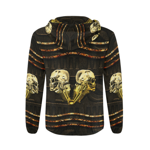 Awesome mechanical skull All Over Print Full Zip Hoodie for Men/Large Size (Model H14)
