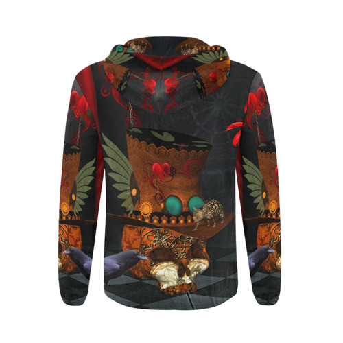 Steampunk skull with rat and hat All Over Print Full Zip Hoodie for Men/Large Size (Model H14)