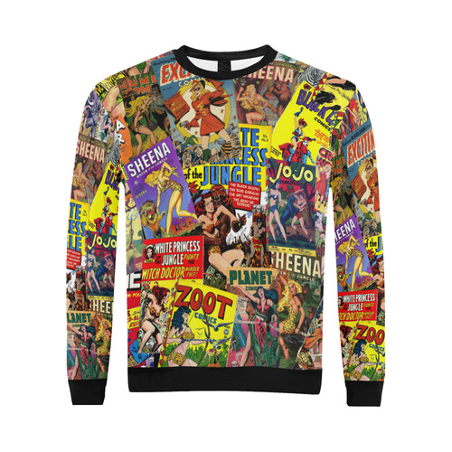 Vintage Comic Collage All Over Print Crewneck Sweatshirt for Men/Large (Model H18)