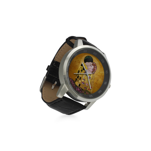 Kokeshis The kiss of Klimt Unisex Stainless Steel Leather Strap Watch(Model 202)