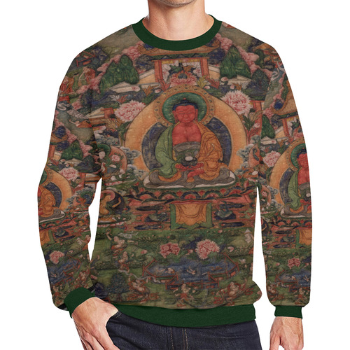 Buddha Amitabha in His Pure Land of Suvakti Men's Oversized Fleece Crew Sweatshirt (Model H18)