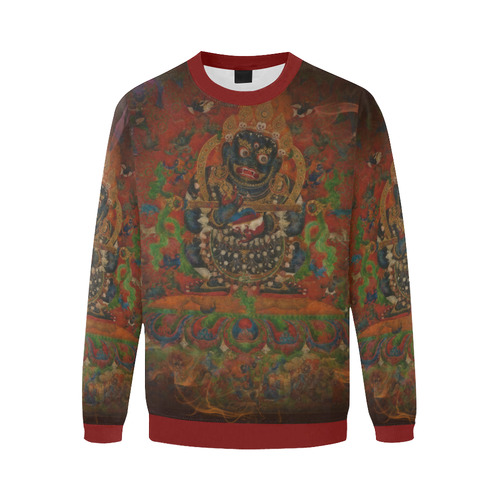 Tibetan Buddhism Mahakala Men's Oversized Fleece Crew Sweatshirt (Model H18)
