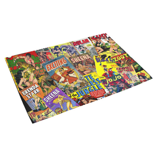 Vintage Comic Collage Azalea Doormat 30" x 18" (Sponge Material)